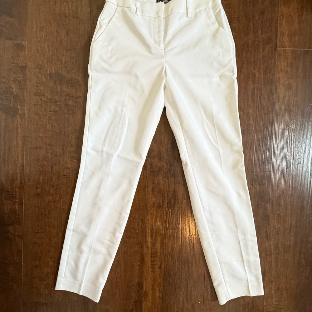Express Columnist Ankle Mid-Rise White Pants